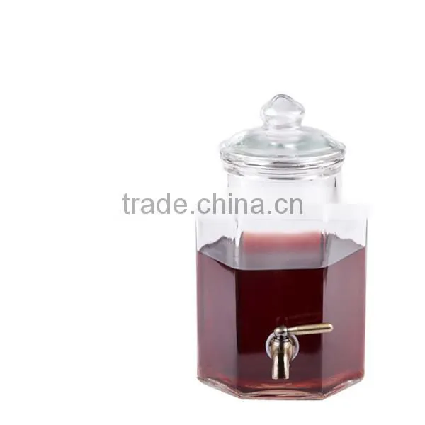 square glass juice jar with plastic tap