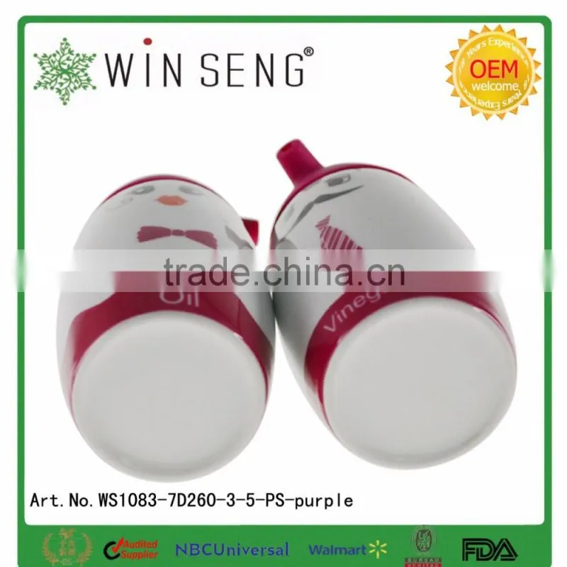 Porcelain condiment set Oil & Vinegar Bottle salt & pepper shaker
