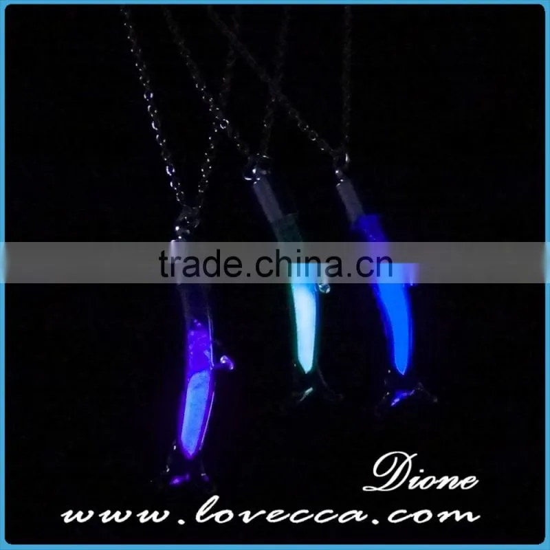 Silver chain glass glowing pendant neckalce glow in the dark cross necklaces
