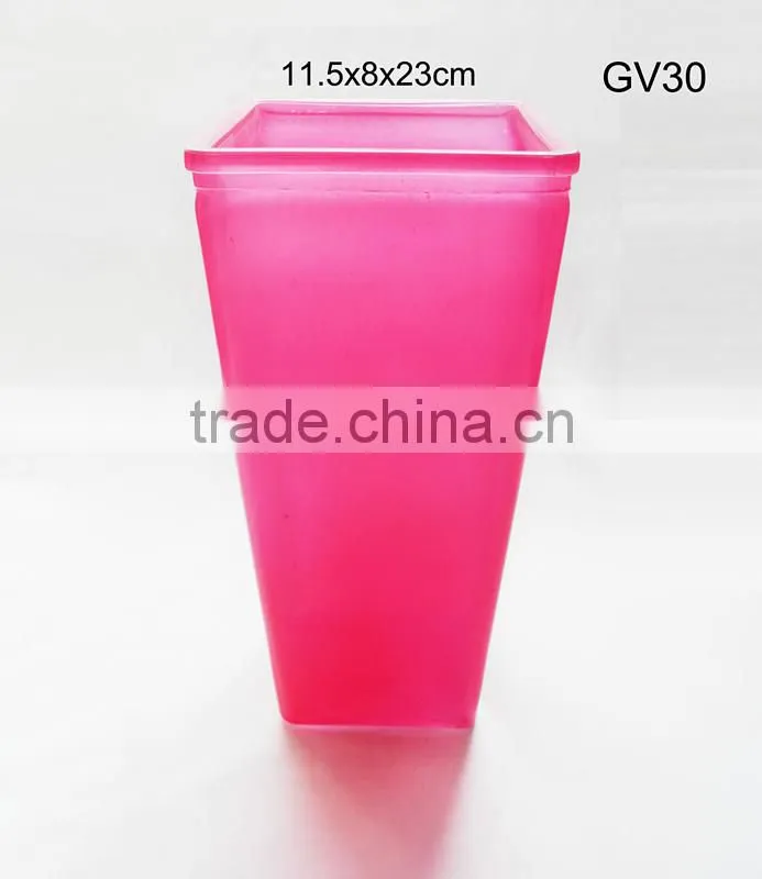 wholesale red square beautiful glass vases wedding centerpiece