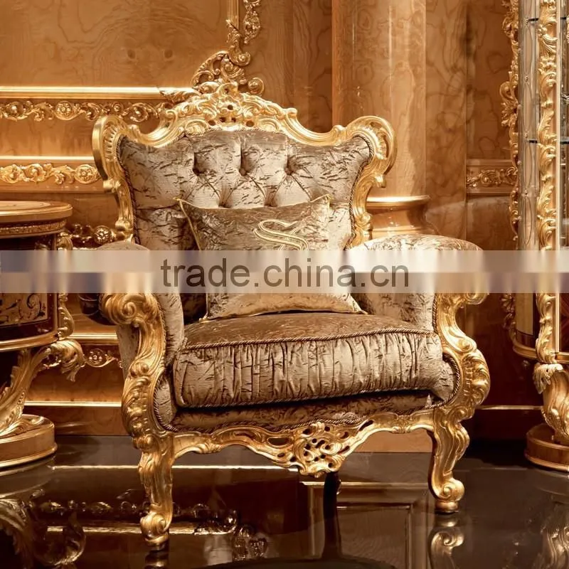 royal gold Louis XVI baroque antique carved luxury classic living room sofa set villa hotel lobby sofa furniture