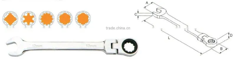 Spline One Way Flexible 72 Teeth Ratchet Wrench