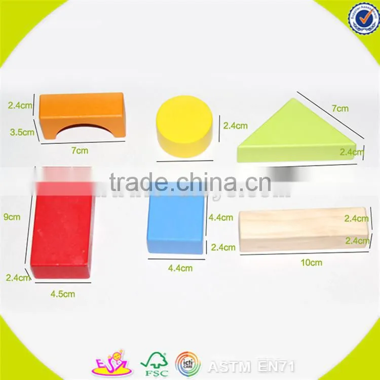 Wholesale top quality wooden baby blocks cart toy colorful wooden baby blocks cart push walker W16E027