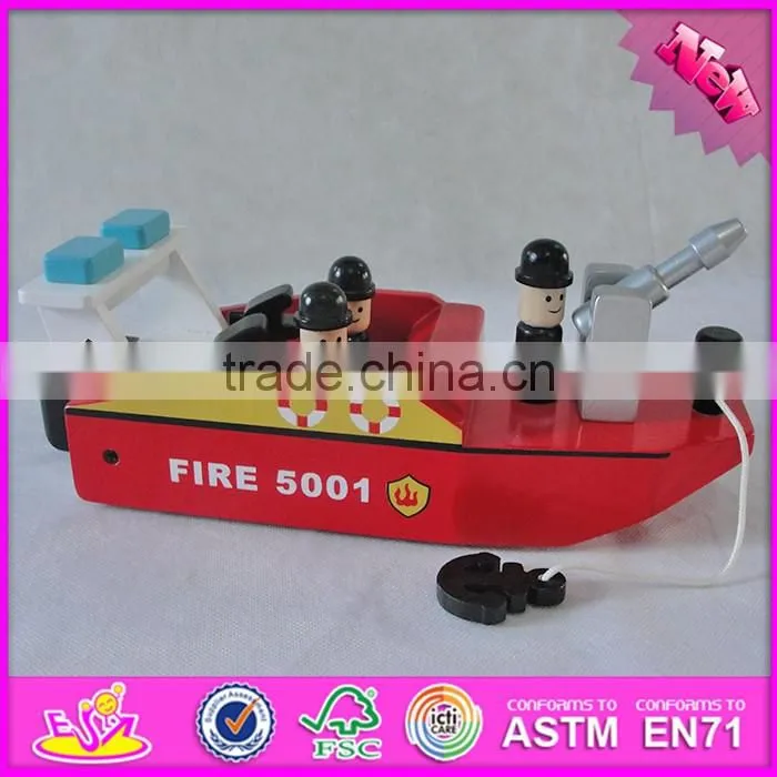 2016 new design funny wooden toy boats for toddlers W04F004