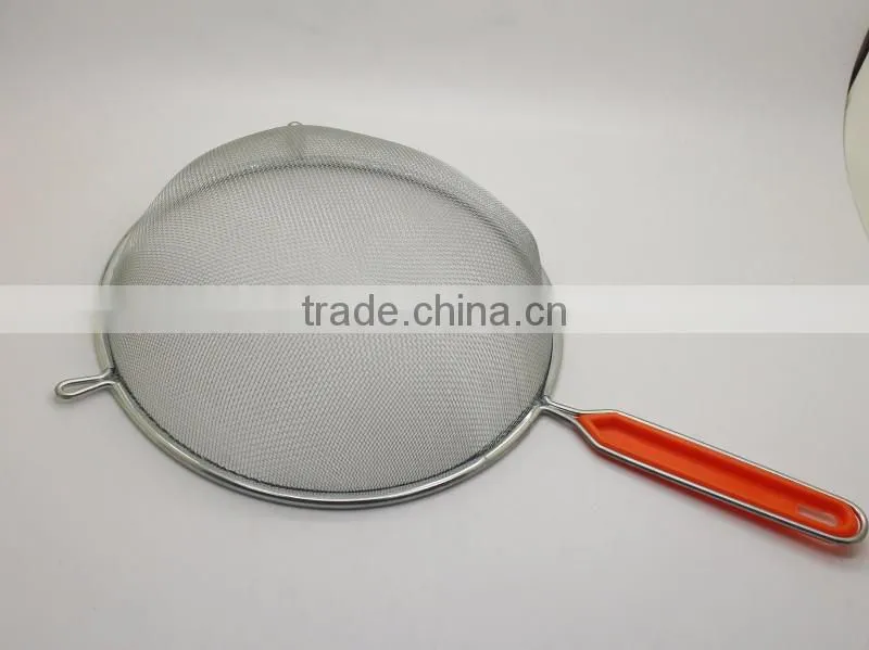 Kitchen accessories stainless steel cooking splatter screen with plastic handle for splatter cuard fits
