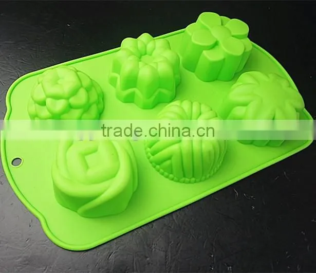 11031 Six flower shaped promotional gift silicone cake mold