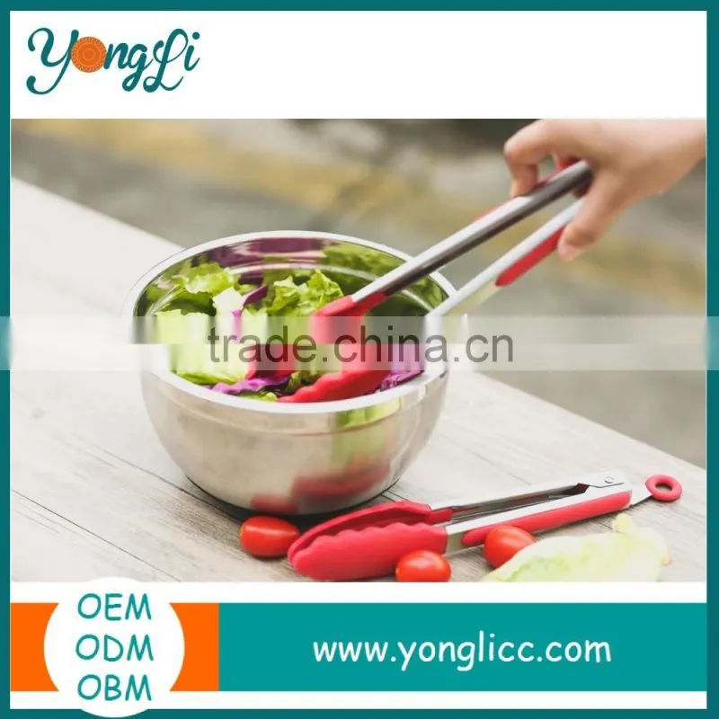Eco Friendly Colorful Stainless Steel Food Tongs Silicone Kitchen Utensils
