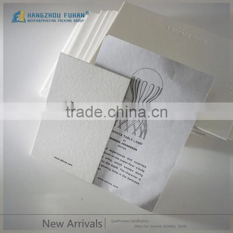 Simple Design Debossed Logo White Paper Hangtag