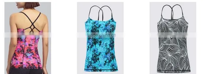 lady clothing custom digital printing stringer yoga tank top