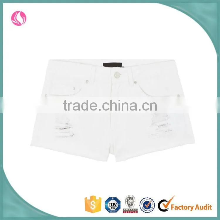 ladies cheap stylish white jean fabric sexy hot short pants 2016