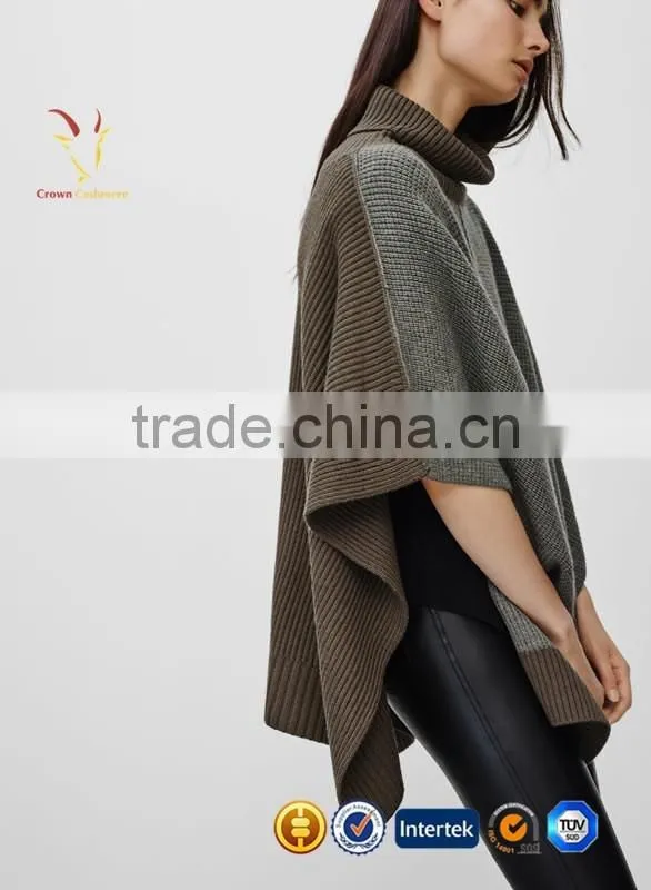 Women Winter Knitted Cashmere Poncho,Turtleneck Poncho for Women