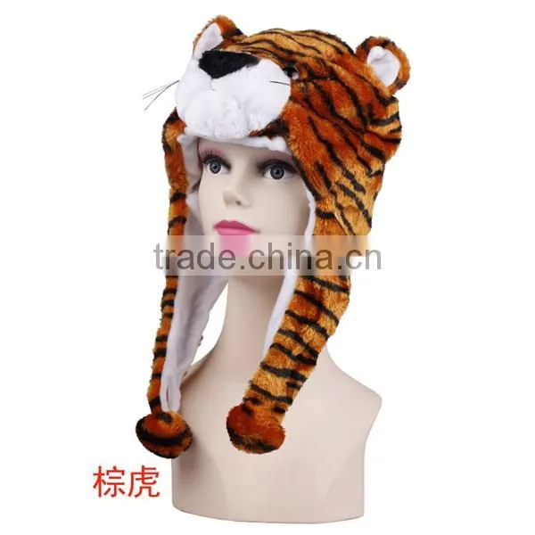 Fashion custom animal hats with paws plush animal head hat