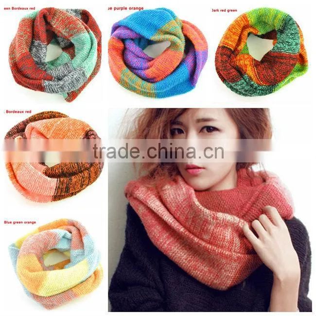 moq.1pc high quality 5 color choice fashion stitching neckwear lovely magic muffler scarves
