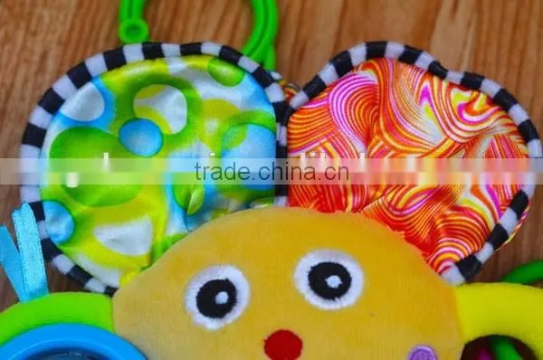 Lovely Squeaky sunflower Plush toy with colorful beads ball educational stuffed toys
