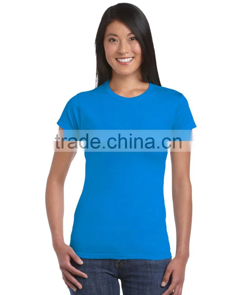 wholesale good quality pure cotton bulk women round neck plain t shirt