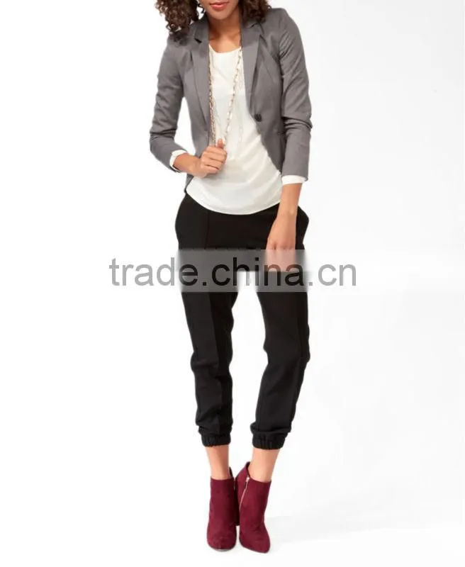 Solid Single Button Blazer