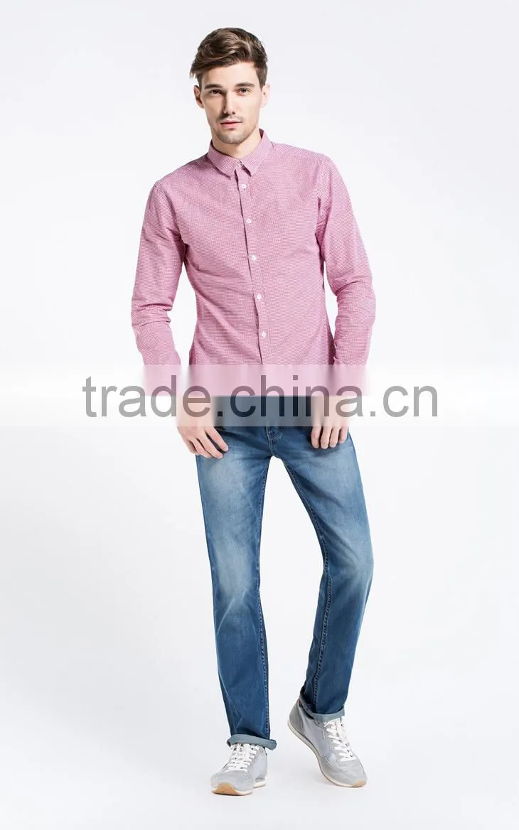 Latest style cotton long sleeve plaids youth young men shirts