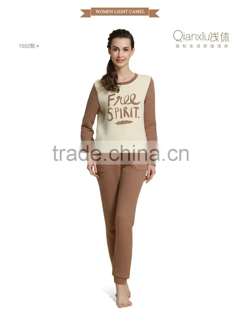 Latest design Qianxiu women thick printed sexy night suit