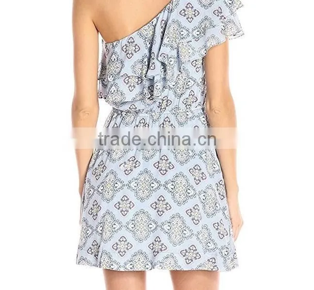 2017 women summer prom dress chiffon ruffle design off shoulder dress