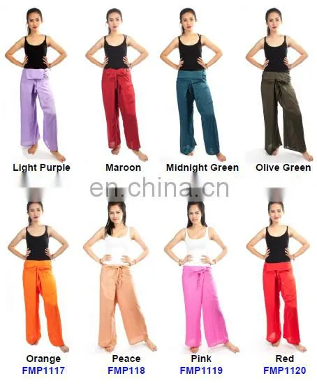Thai Fisherman Pants Cotton 100% Wrap Unisex Yoga Boho Capri Long Trousers