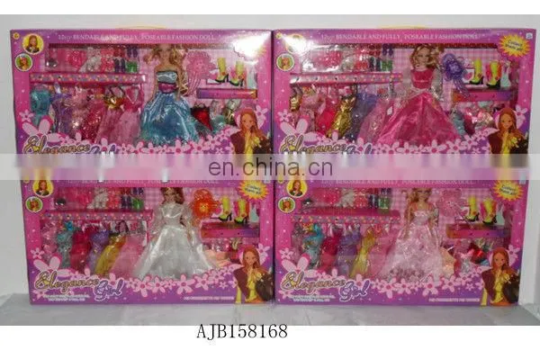 11.5 Inch 2013 Wedding Dress Little Girl Doll ModelsWith Dresses,Boots,Horse