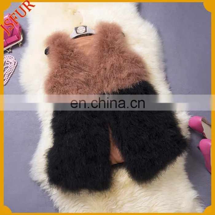 2015 HOT Sales Women Real Ostrich Feather Vest Hit colors