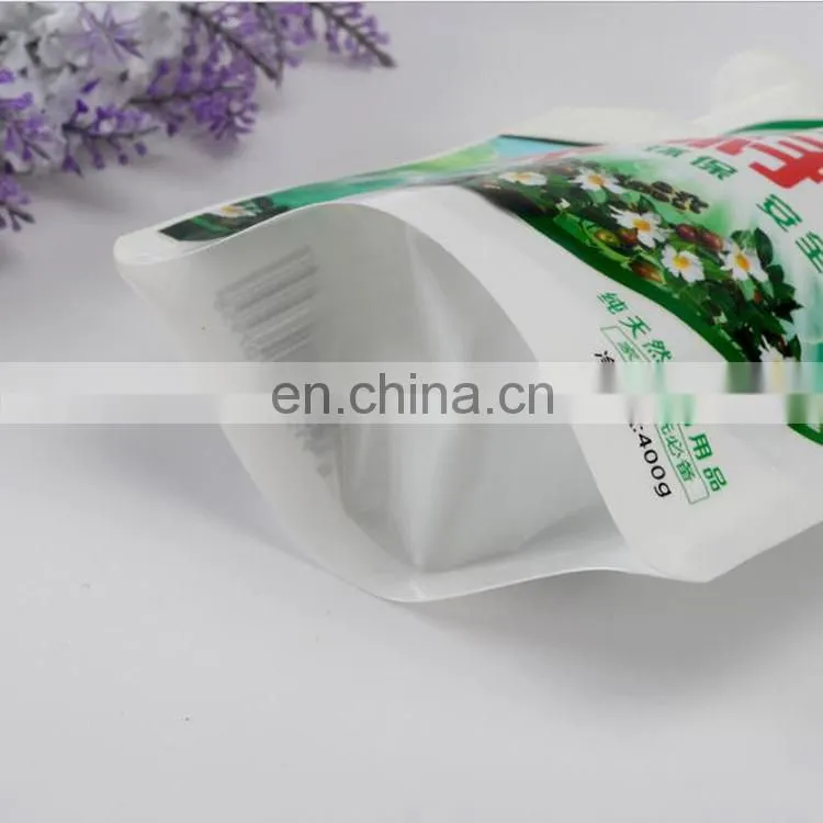 manufacture customized 400g clear plastic reusable food spout pouch for plant soybean power pouch bag