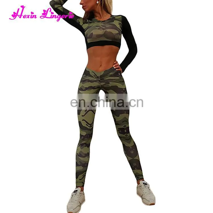 Custom Fashion Seamless Sports Printed Camouflage Yoga Pants Saxy Girl