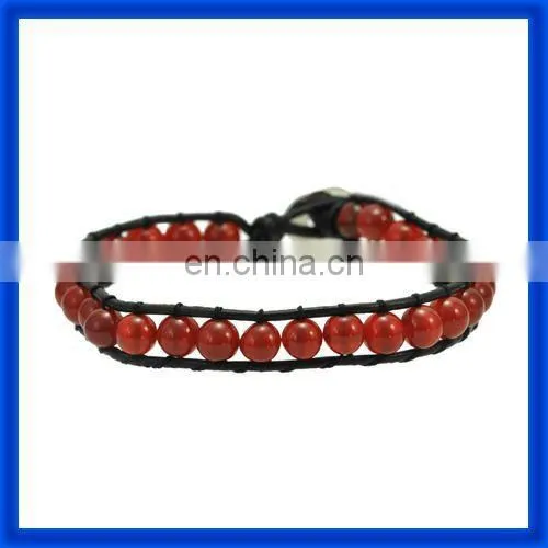 new 2014 Hot Sale Tiger Eyes Beads Leather Wrap Bracelet TPCL146#