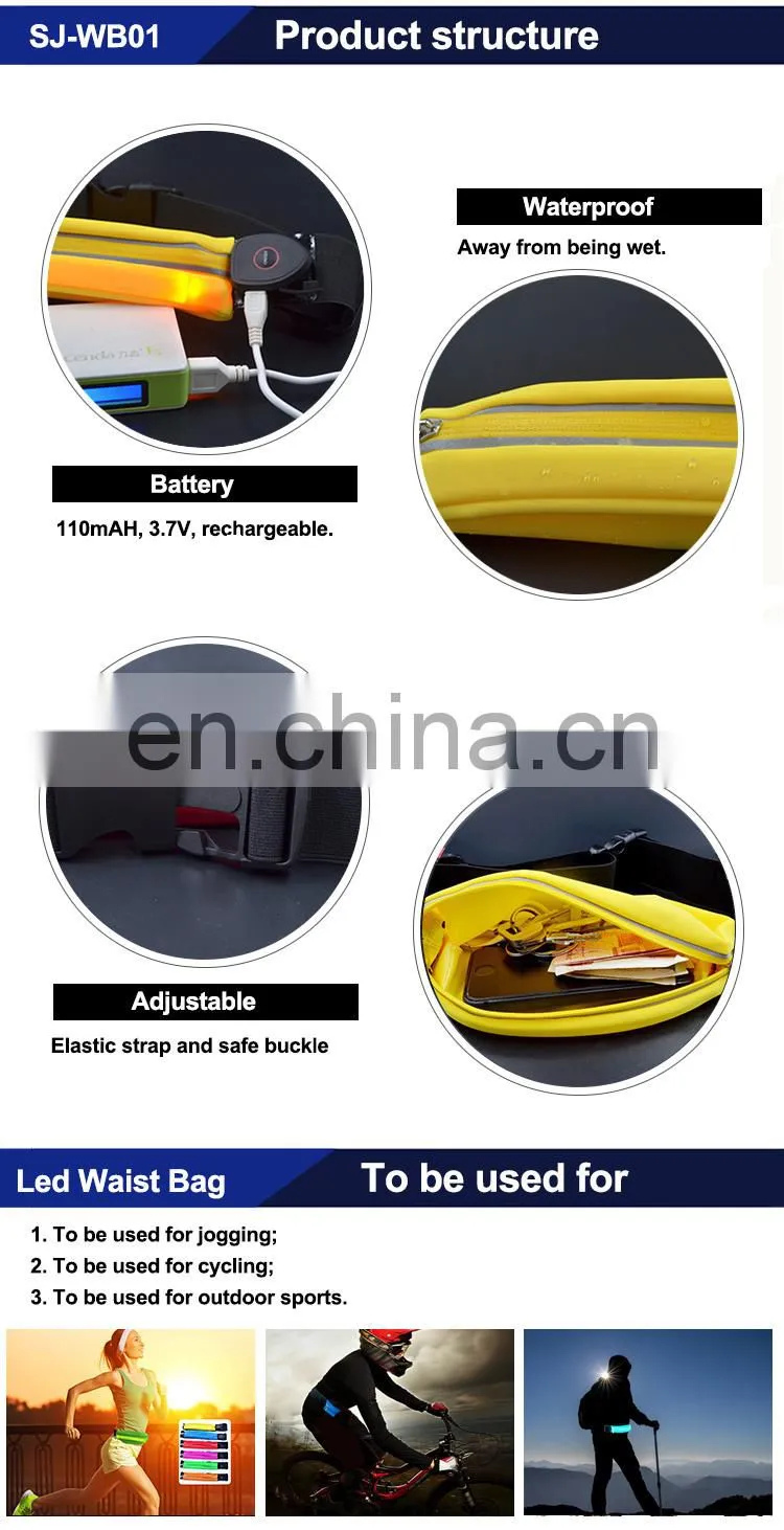 Wholesale Running Belt LED Waterproof Waist Bag For Outdoor Sport,Running Belt Led