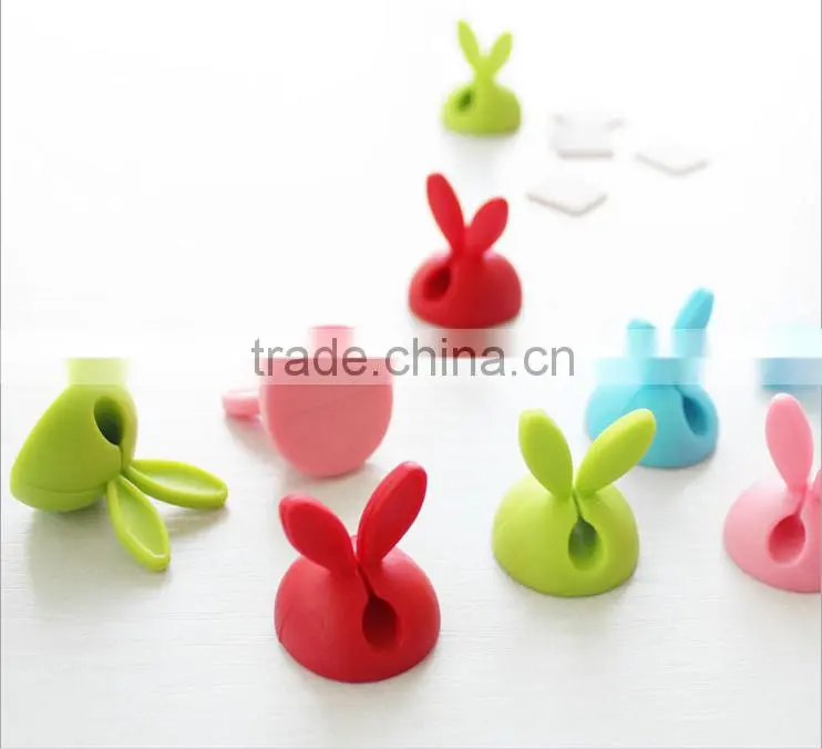 2016 Hot sale Rabbit Ear Silicon Cable Organizer For Office Computer Winder Management Wire Storage Device USB Holder