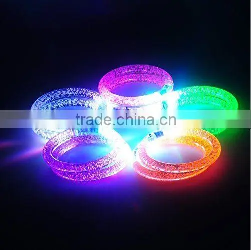 LED Light Up Flashing Bracelet Bangle Acrylic Wristband Glow Blinking Party Club