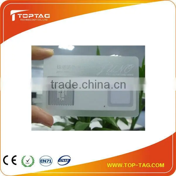 2014 whole sales 13.56Mhz rfid transparent chip card, Transparent Smart Card