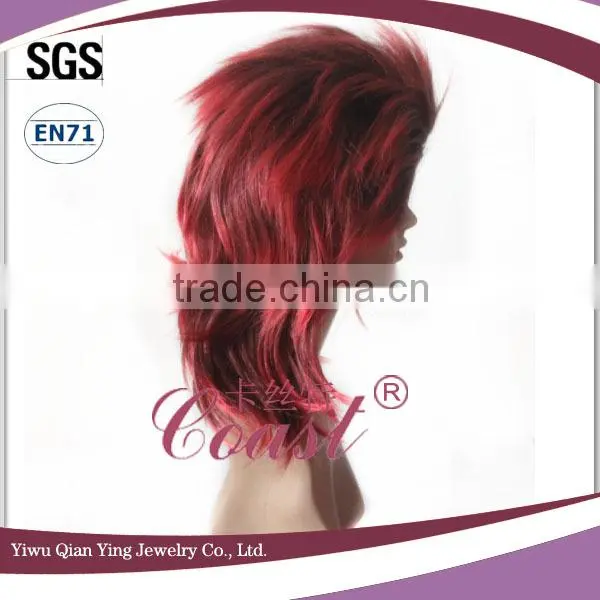 Fake red and black emo Wild punk synthetic hair wigs