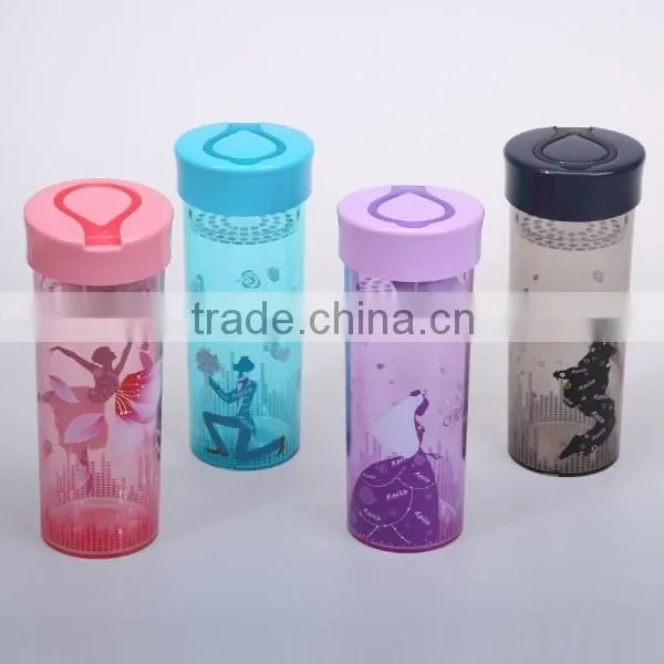 Screw Top Water Bottle 450ml Plastic Tumbler Cup Lid Travel Mug