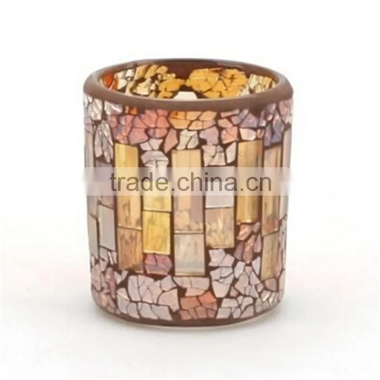 Handmade European style Mosaic Candle Holders Glass Candlestick & Romatic Candle Cup & Glass Vasw For Wedding Decoration