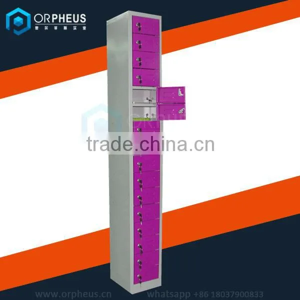 Multifunction light colored 16 door locker cell phone charging station lockers for sale