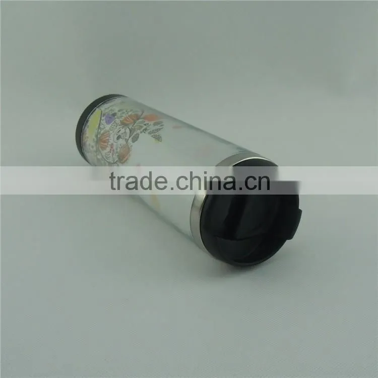 fashion design double wall steal inner PS outer travel mug with paper insert