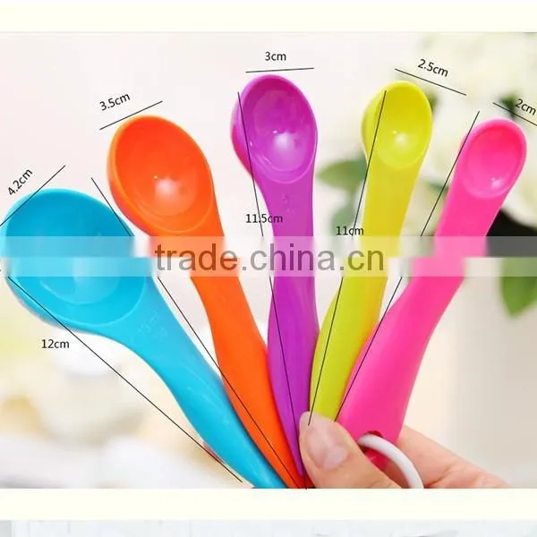 Set of 5 Eco friendly Multi Color ABS Seasoning measuring spoon