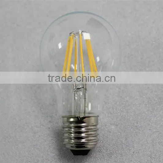 TUV CE ROHS Approved Clear glass 6W E27 LED Filament bulbs