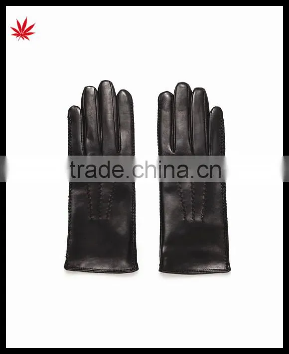 lady's black touch kidskin leather gloves
