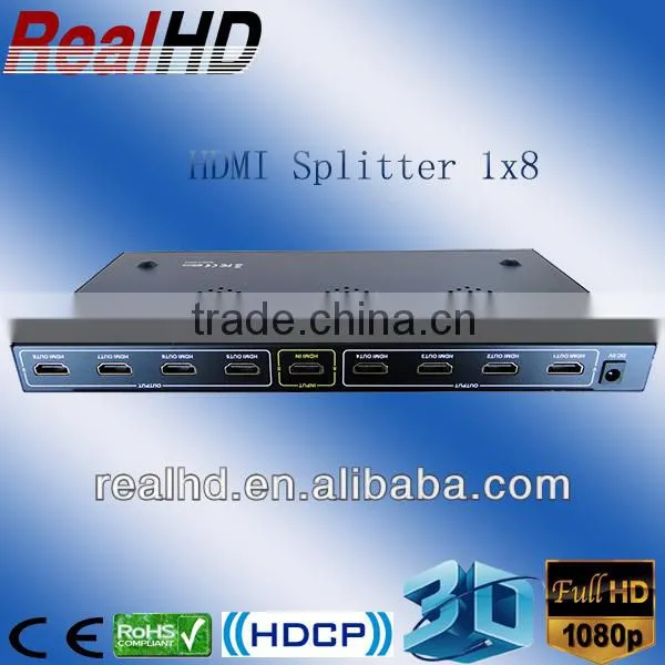 1x8 HDCP 1.2 HDMI Amplifier Splitter for cartoon tv