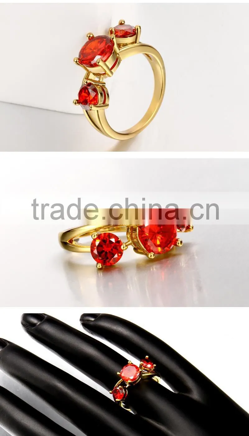 Beautiful three big red stone ring for women