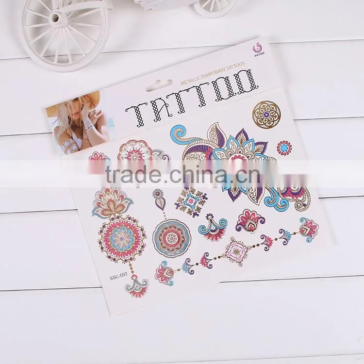 New Tattoo Metal Silver Golden Temporary Tattoos Sticker For Adults