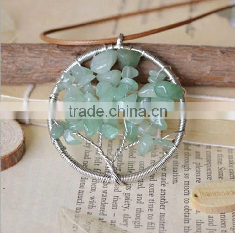 Wholesale Natural Rose Quartz Crystal Birthstone Tree of Life Handmade Pendant SCC0356