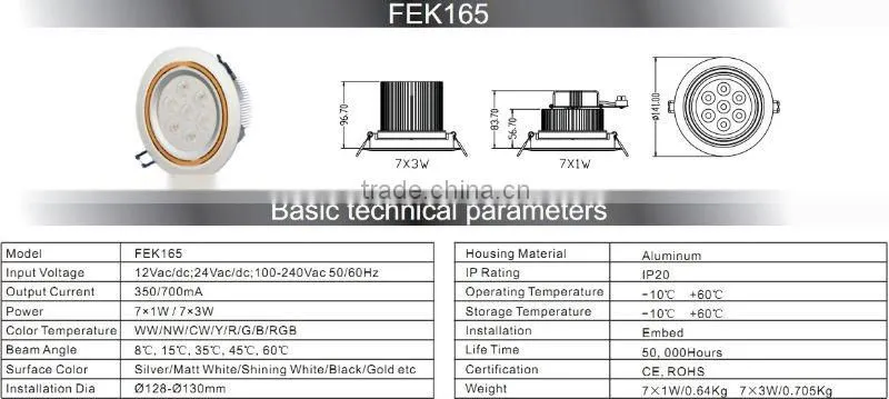 Shopping mall LED downlights 7W/21W