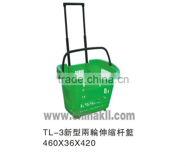 2013 New hot Rolling Plastic shopping basket