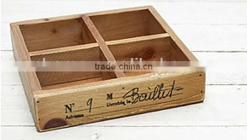 2015 man-made factory price wooden storage box with 4 girds