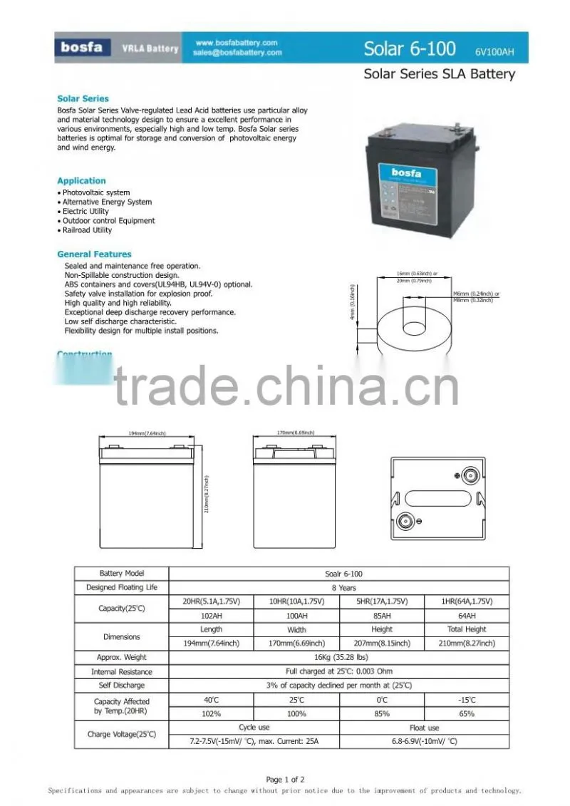 home solar battery 6v 100ah energy storage battery operated spider
