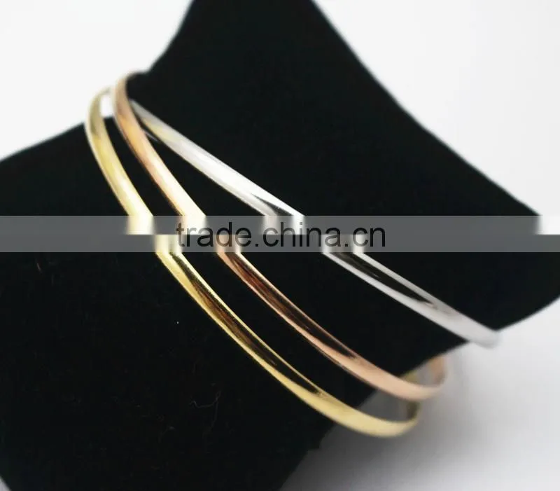 3 Color Smooth Fashion Wedding Bangle 3pcs/set Silver Gold and rose gold Plated Simple Wiring Bracelet Wristband Wire Bangles